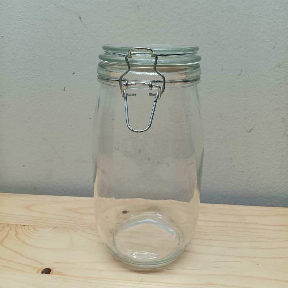 Clear Glass Storage Jar with Metal Clip